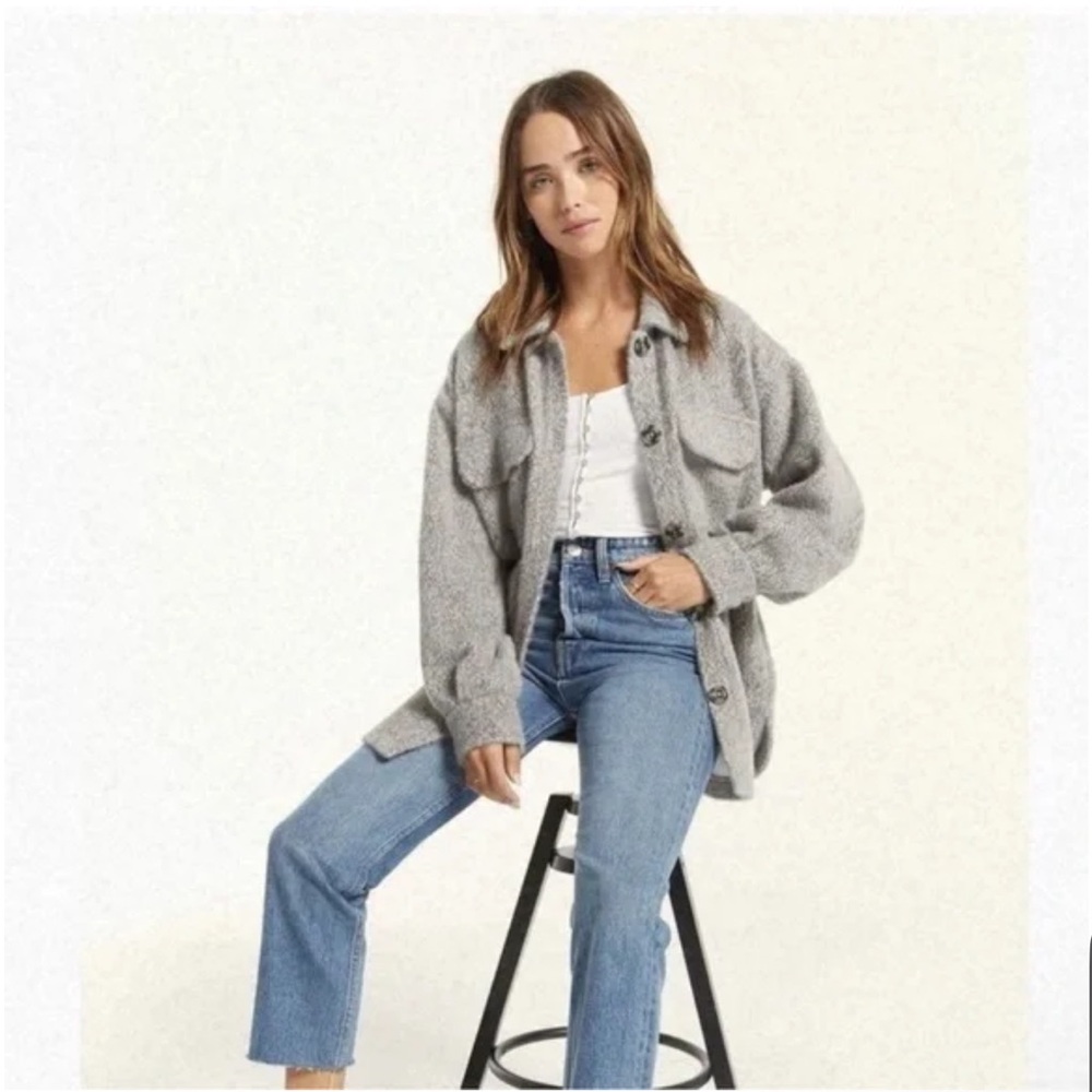 Z SUPPLY Trucker Jacker Grey Fuzzy Oversized Size‎ Extra Small
